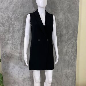 BABATON ARITZIA double -breasted Mini Dress Size 4 Black sleeveless pockets